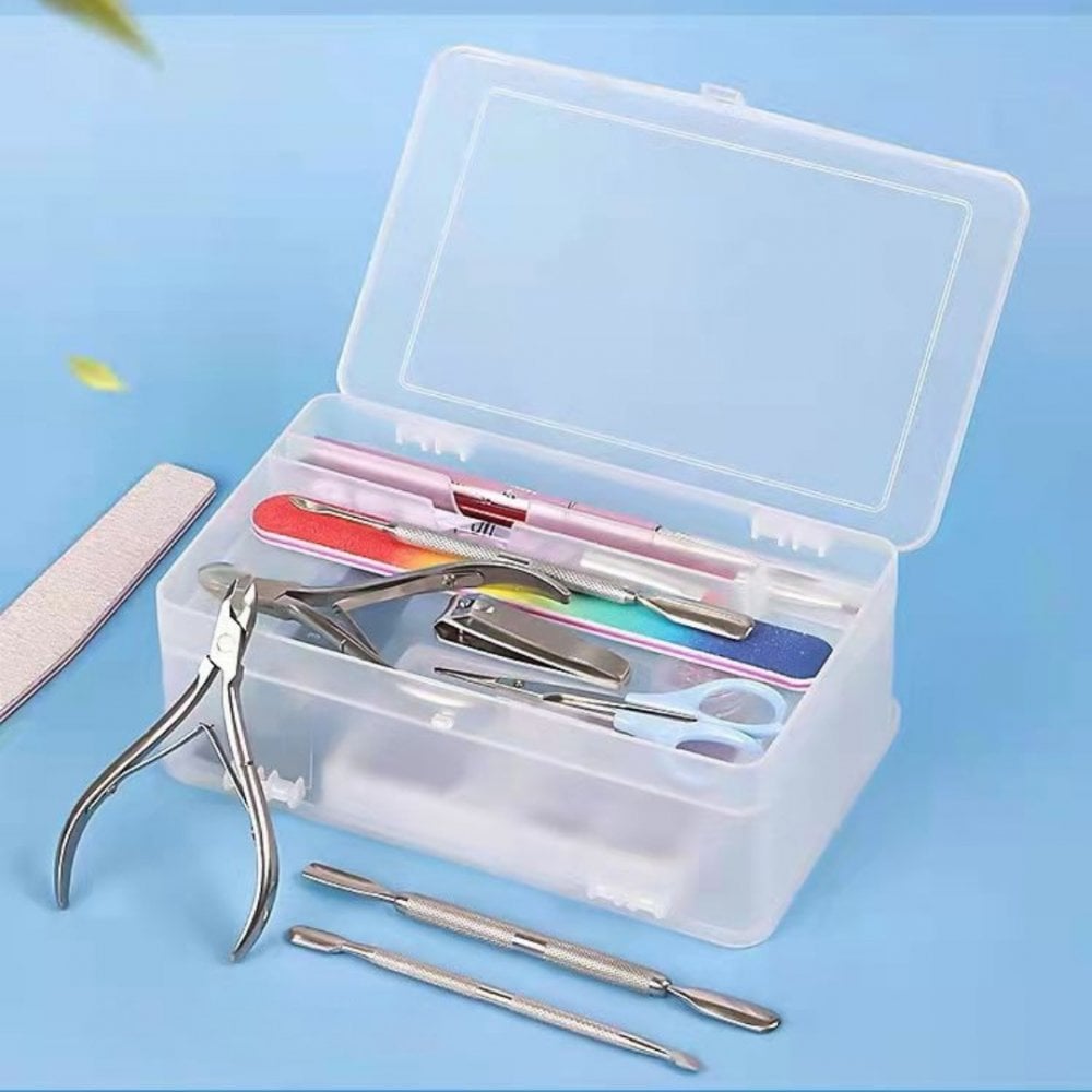 TNBL Double Layer Empty Nail Storage Box For Mani Pedi Tools