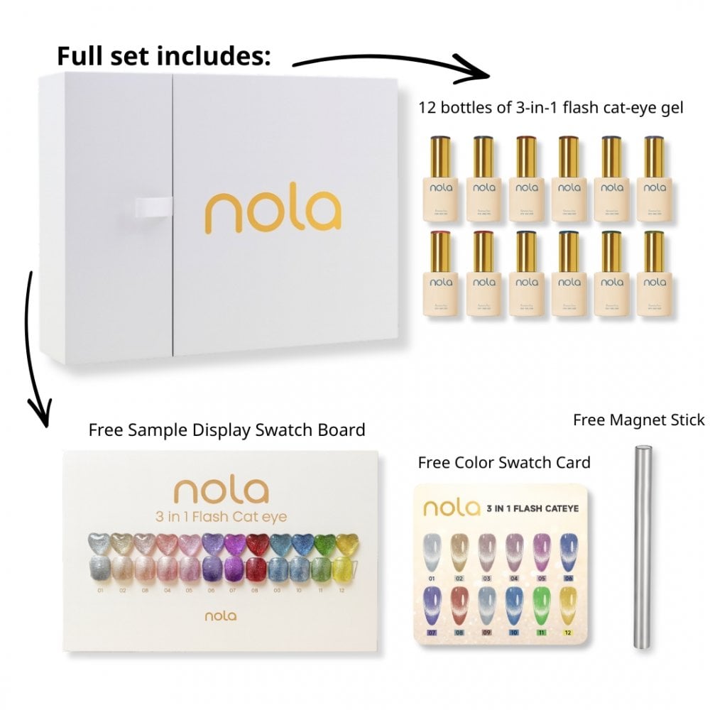Nola Gel Polish 3 in 1 Flash Cat Eye Collection 15ml HEMA & TPO Free