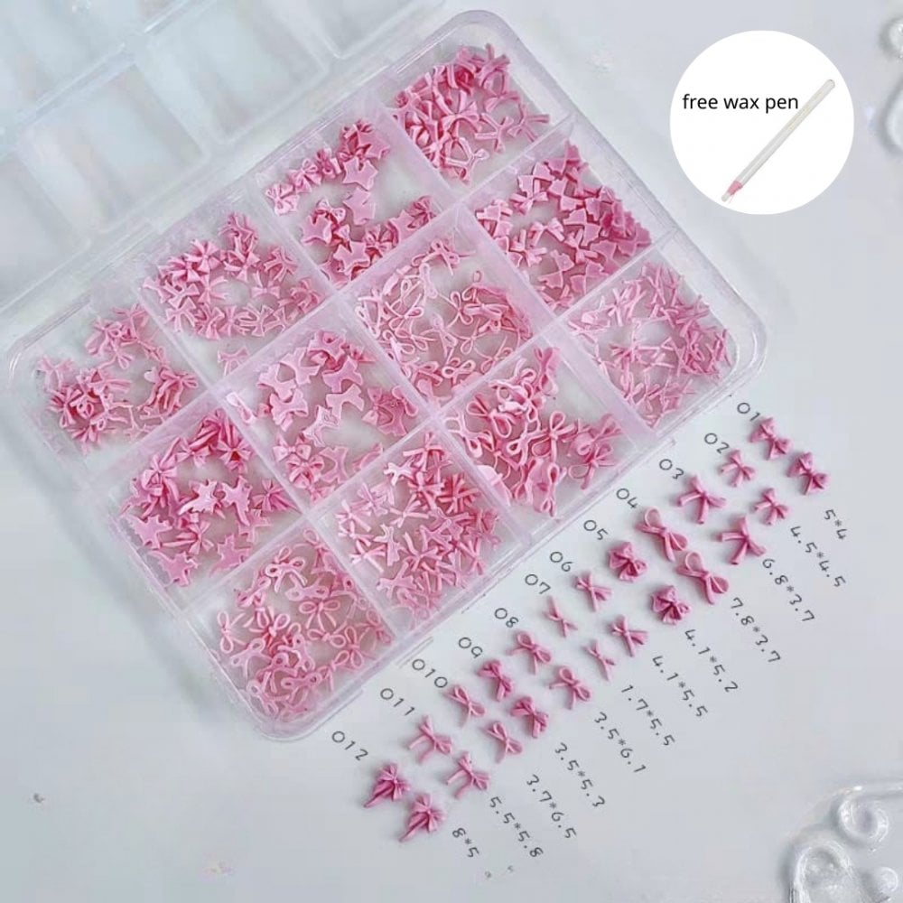 TNBL 3D Bow Nail Art Mix - Set of 12 Designs + Free Wax Pen