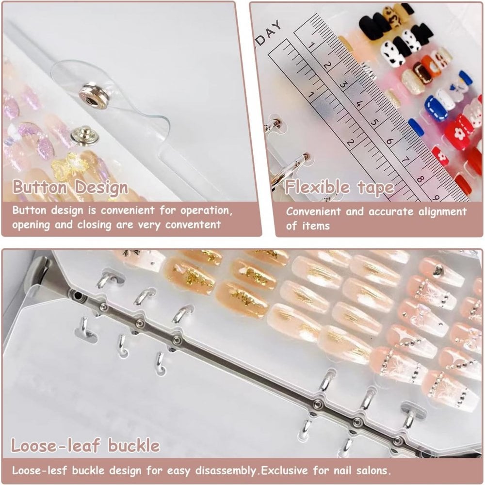 Transparent Nail Art Sample Book Reusable Display Pages