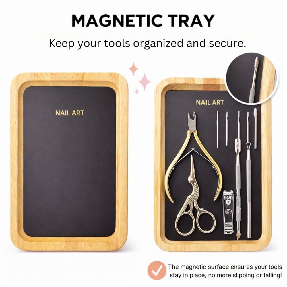 TNBL Magnetic Manicure/Pedicure Wooden Nail Tray