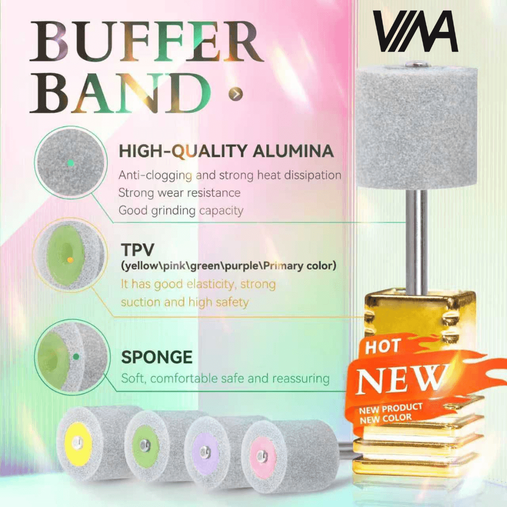 VINA Nail Buffer Band - 5pcs/Box (240 Grit) - Coloured