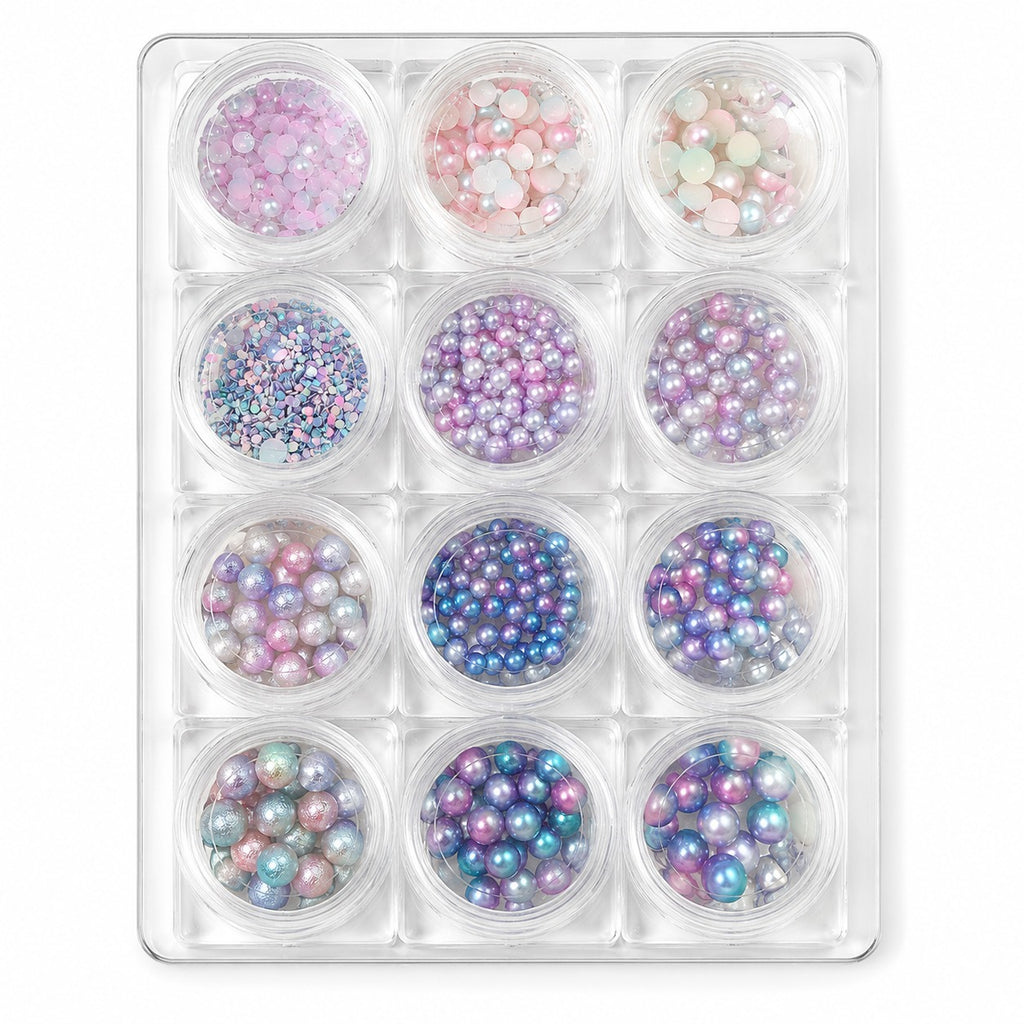 3D Mermaid Pearl Nail Art Set, 12-Pot Case