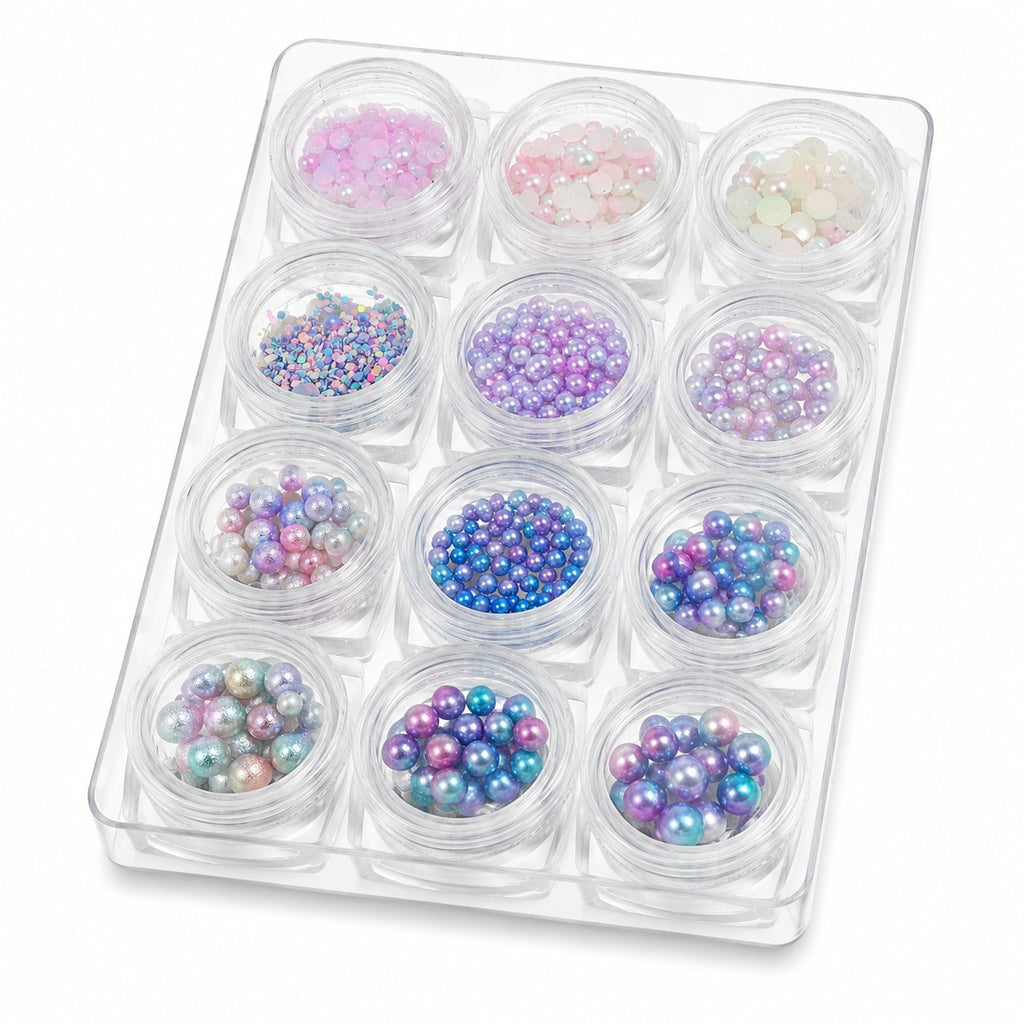 3D Mermaid Pearl Nail Art Set, 12-Pot Case