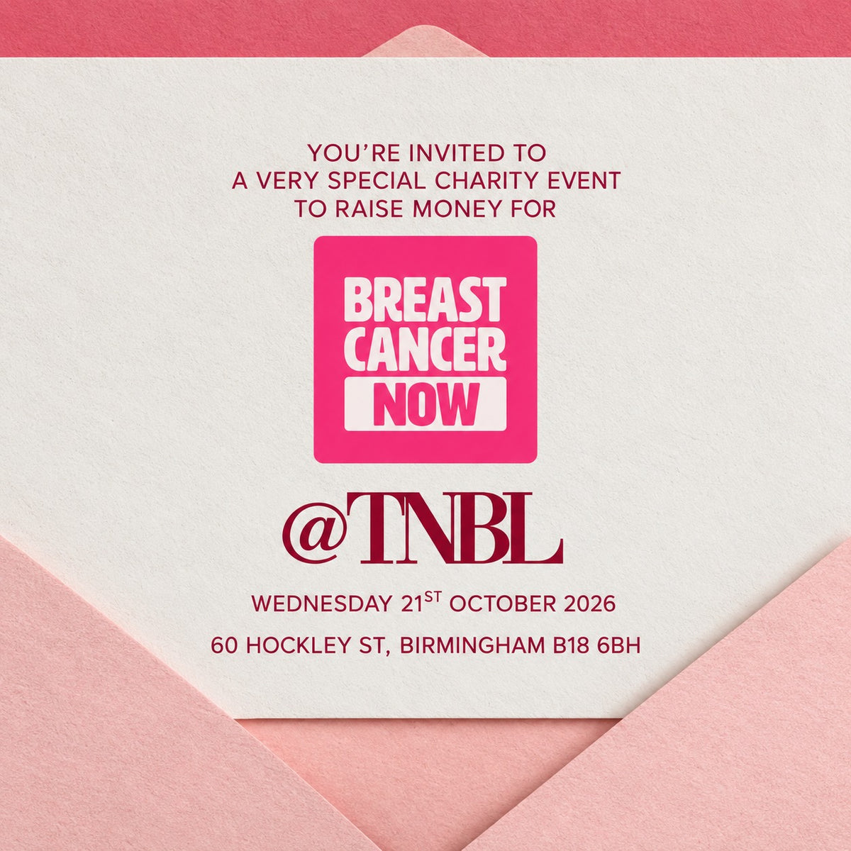 TNBL Breast Cancer Charity Day – £5 Entry Ticket – Wednesday 21st October 2026