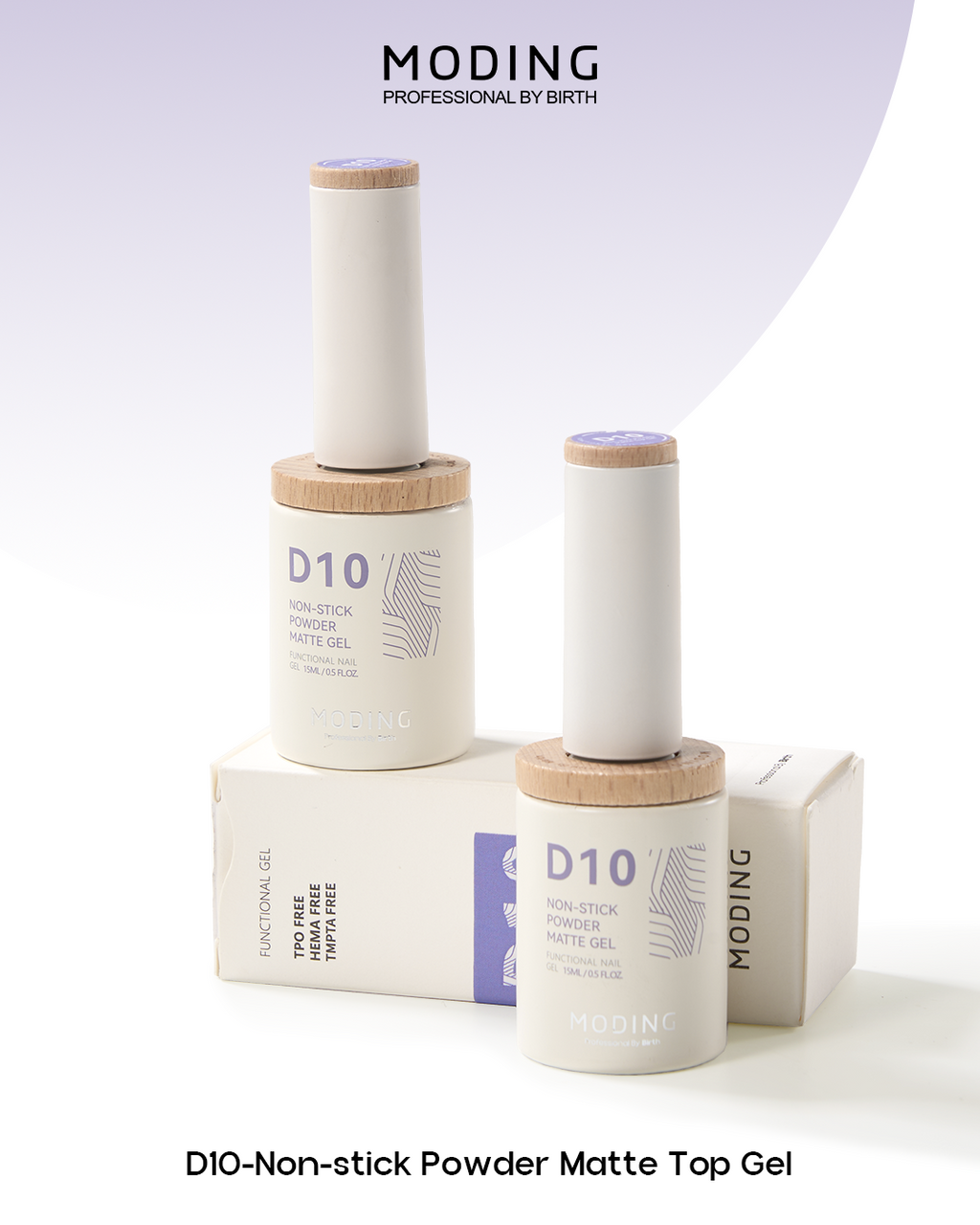 MODING D10 Non-stick Powder Matte Top Coat 15ml - HEMA & TPO Free