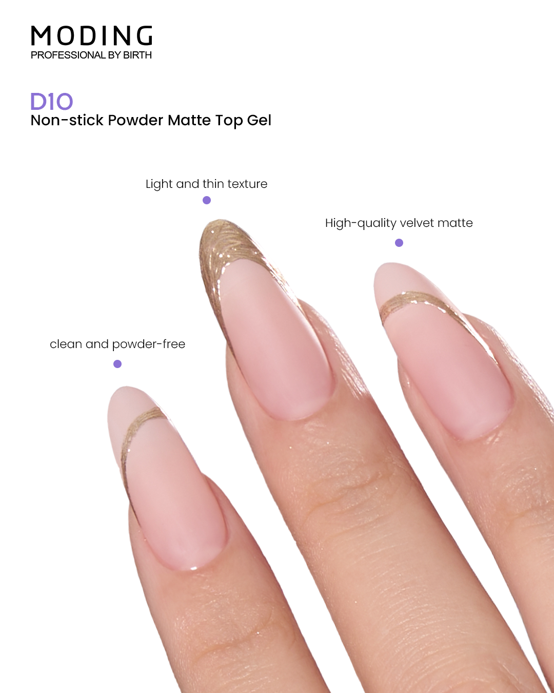 MODING D10 Non-stick Powder Matte Top Coat 15ml - HEMA & TPO Free