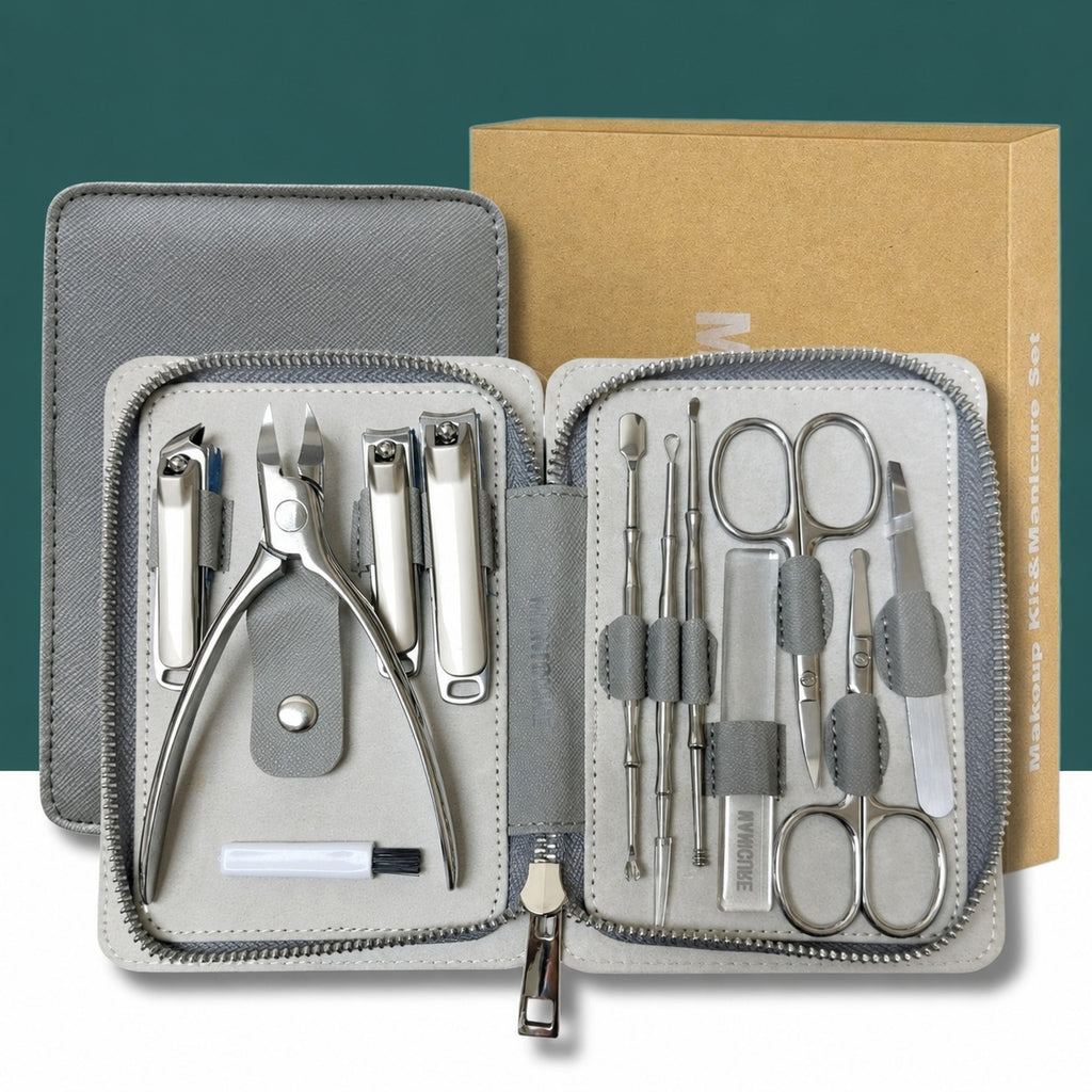 Manicure Set & Makeup Kit 11pcs with Cleaning Brush