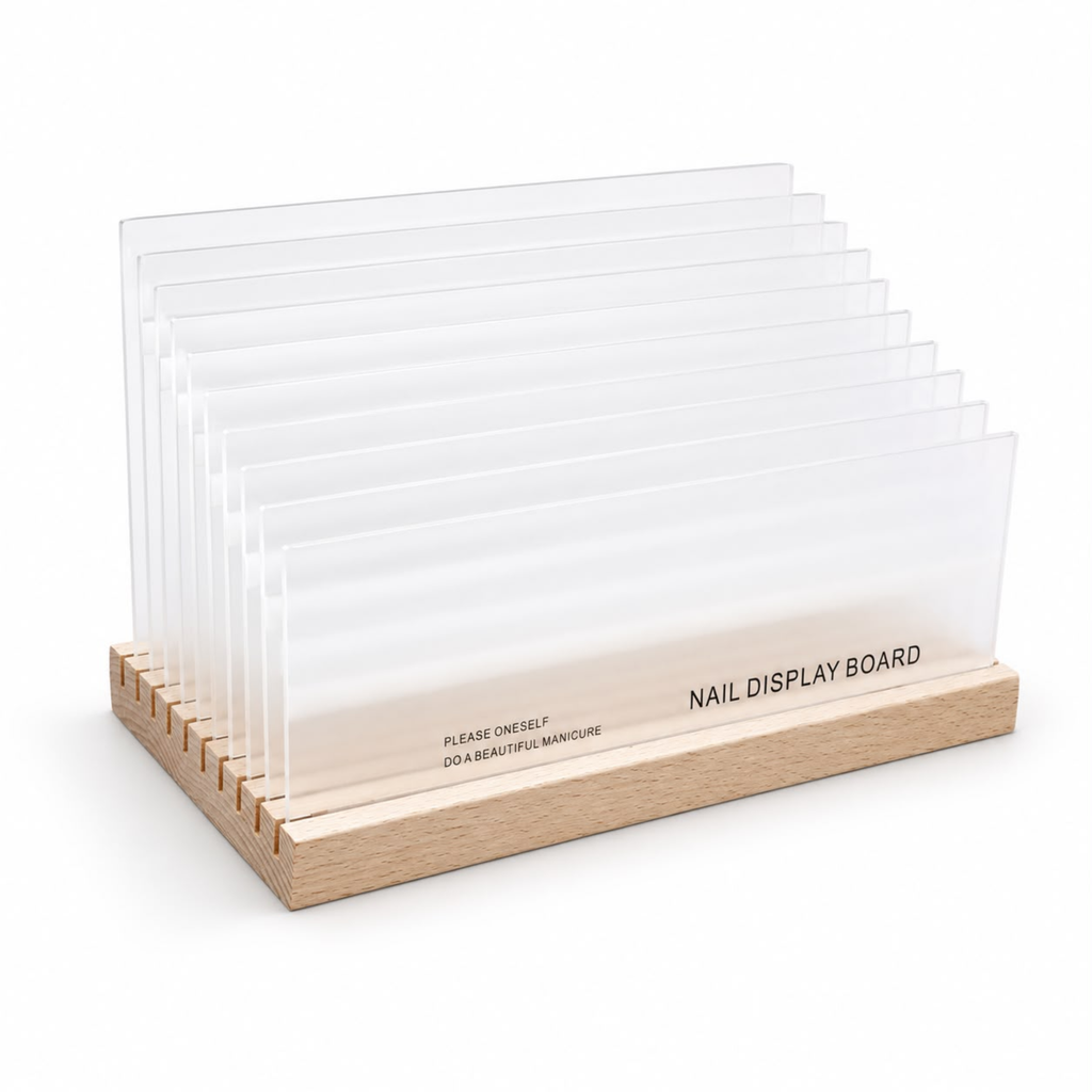 Acrylic Nail Polish Display Board with Wooden Stand