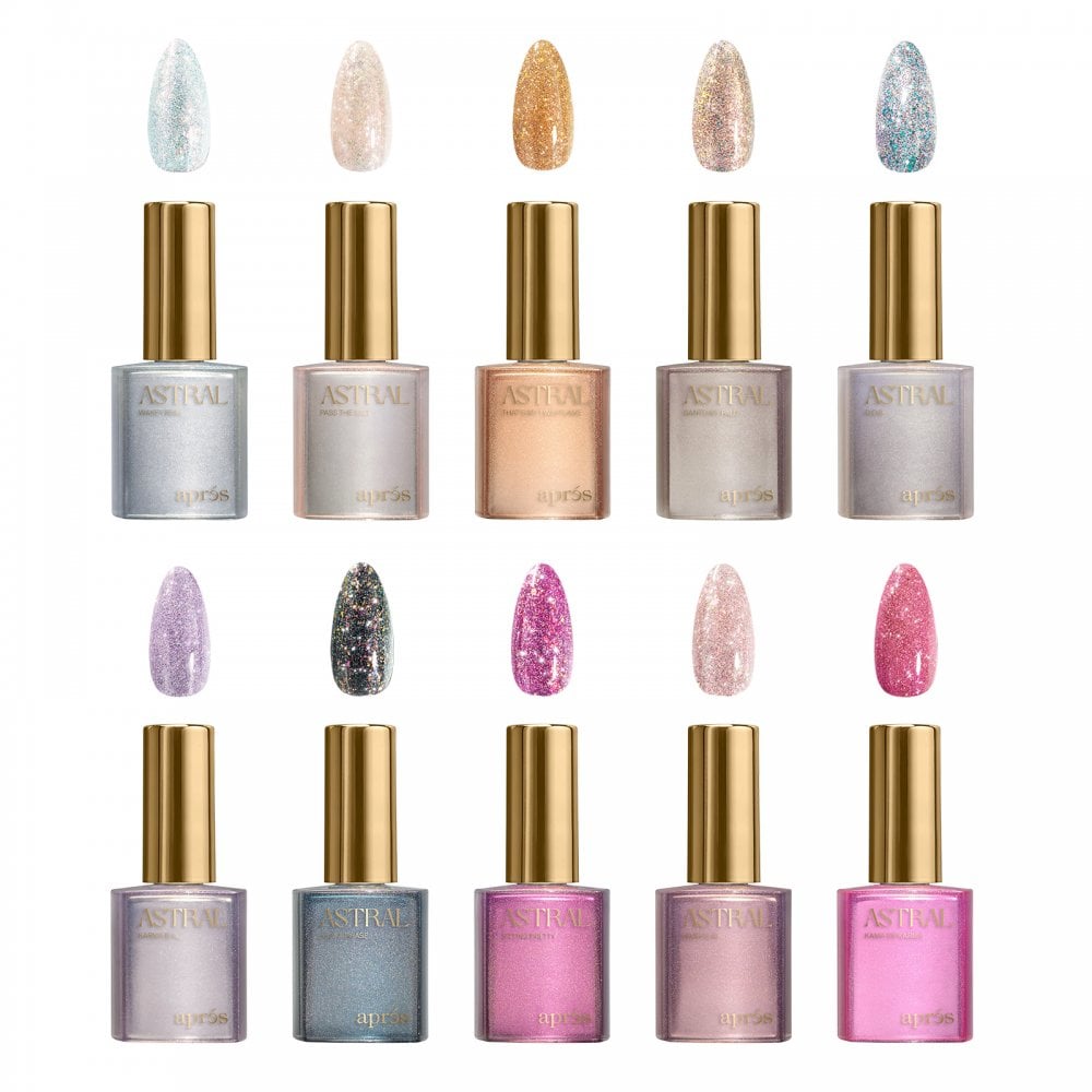 APRES Astral Gel Couleur 10ml - Flash Glitter Collection (F01-F10)