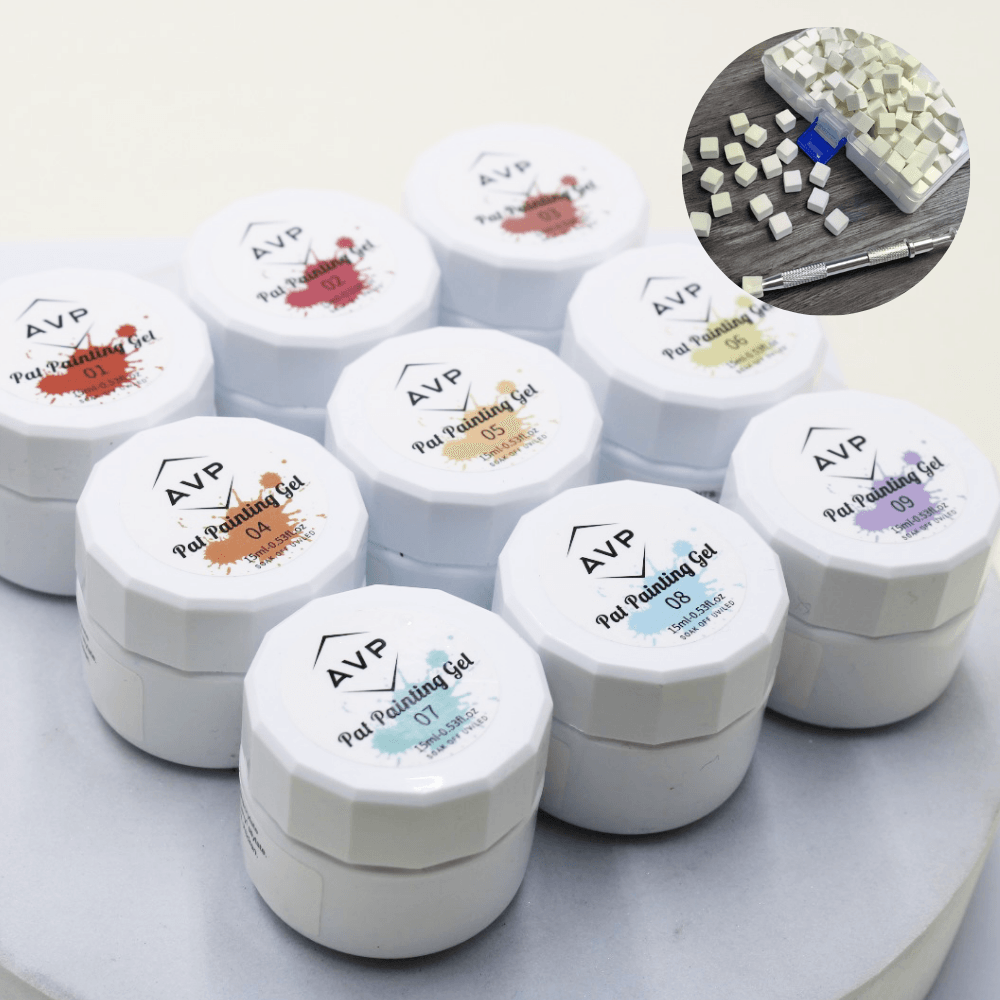 AVP Pat Painting Gel 15ml Set & Ombre Mini Sponges Set