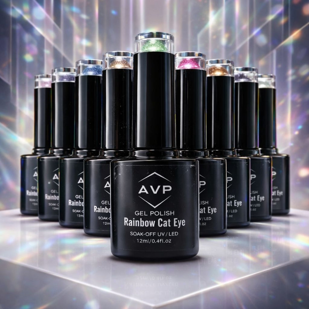 AVP Gel Colour - Bundle of 10 Random Rainbow Cateye Gel Colour 12ml
