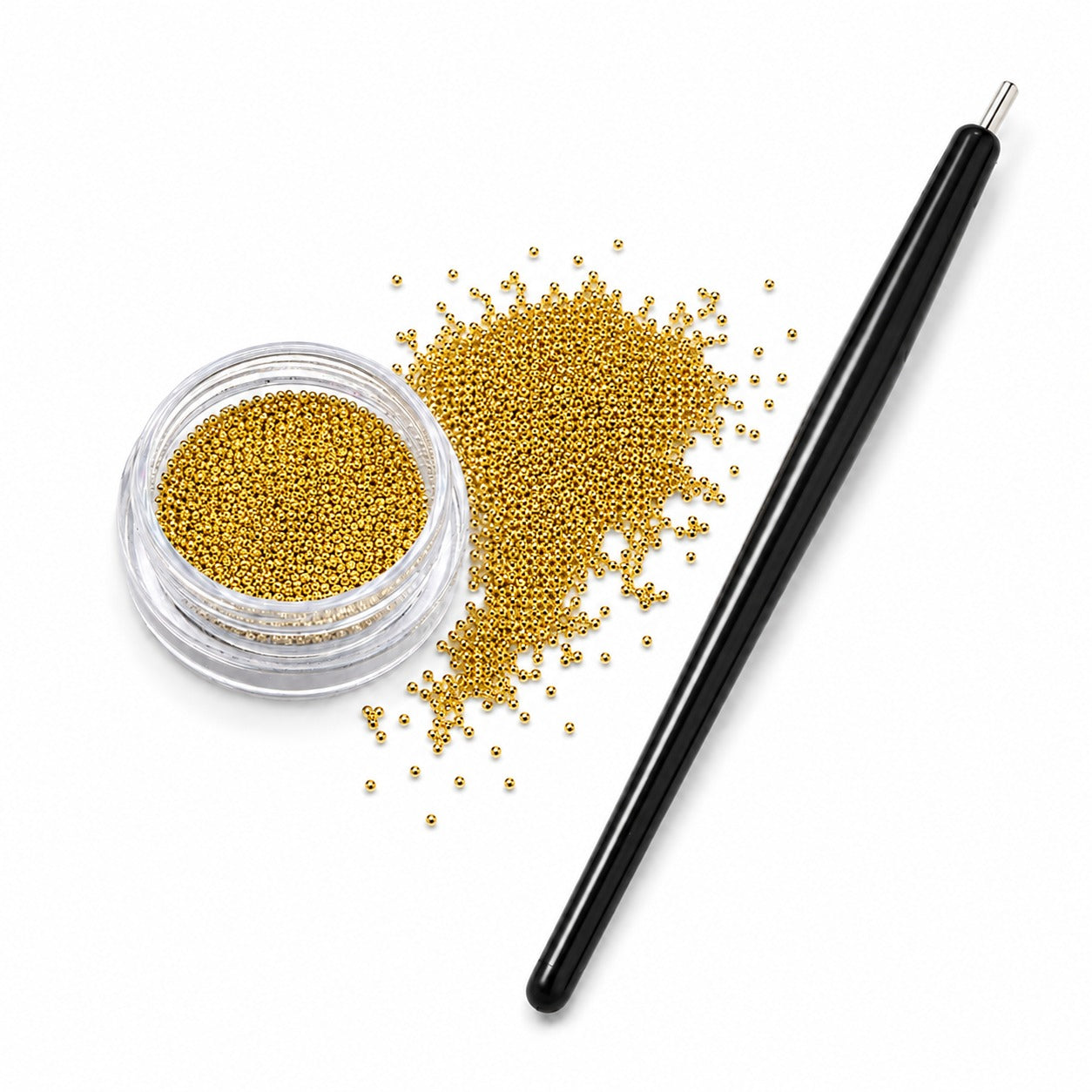 Microbead Nail Art Pot Gold with Pickup Tool Bundle