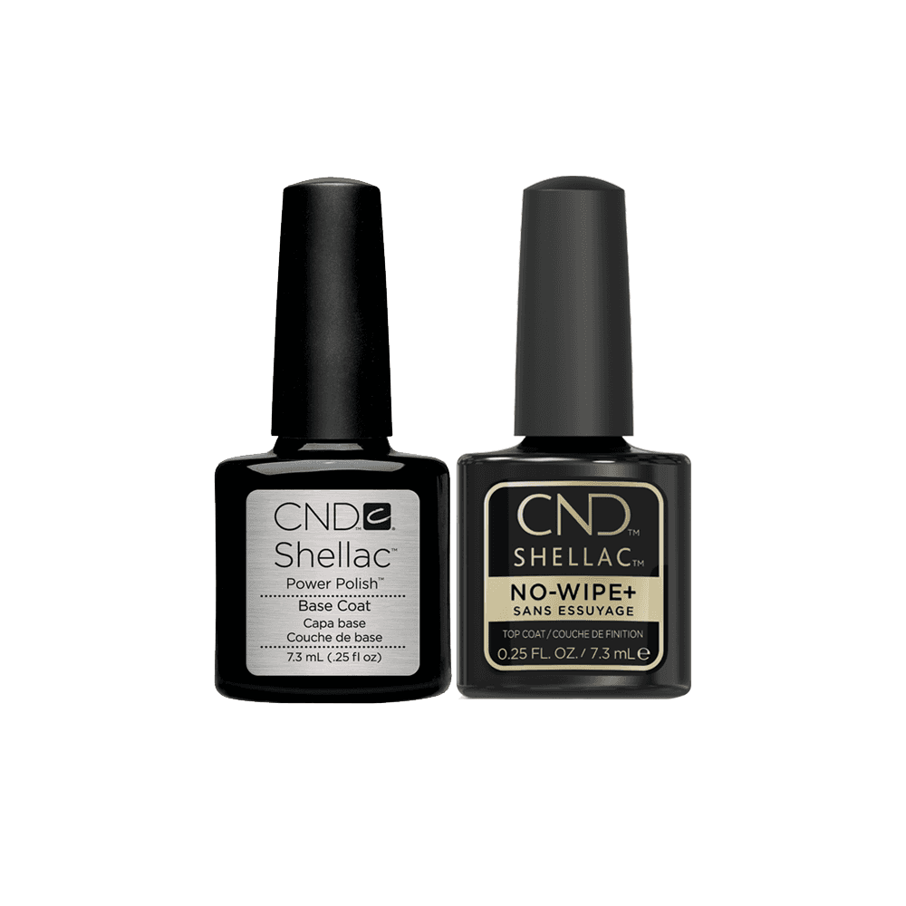 CND Shellac Gel Polish Essentials 7.3ml - Base Coat & No-Wipe+ Top Coat