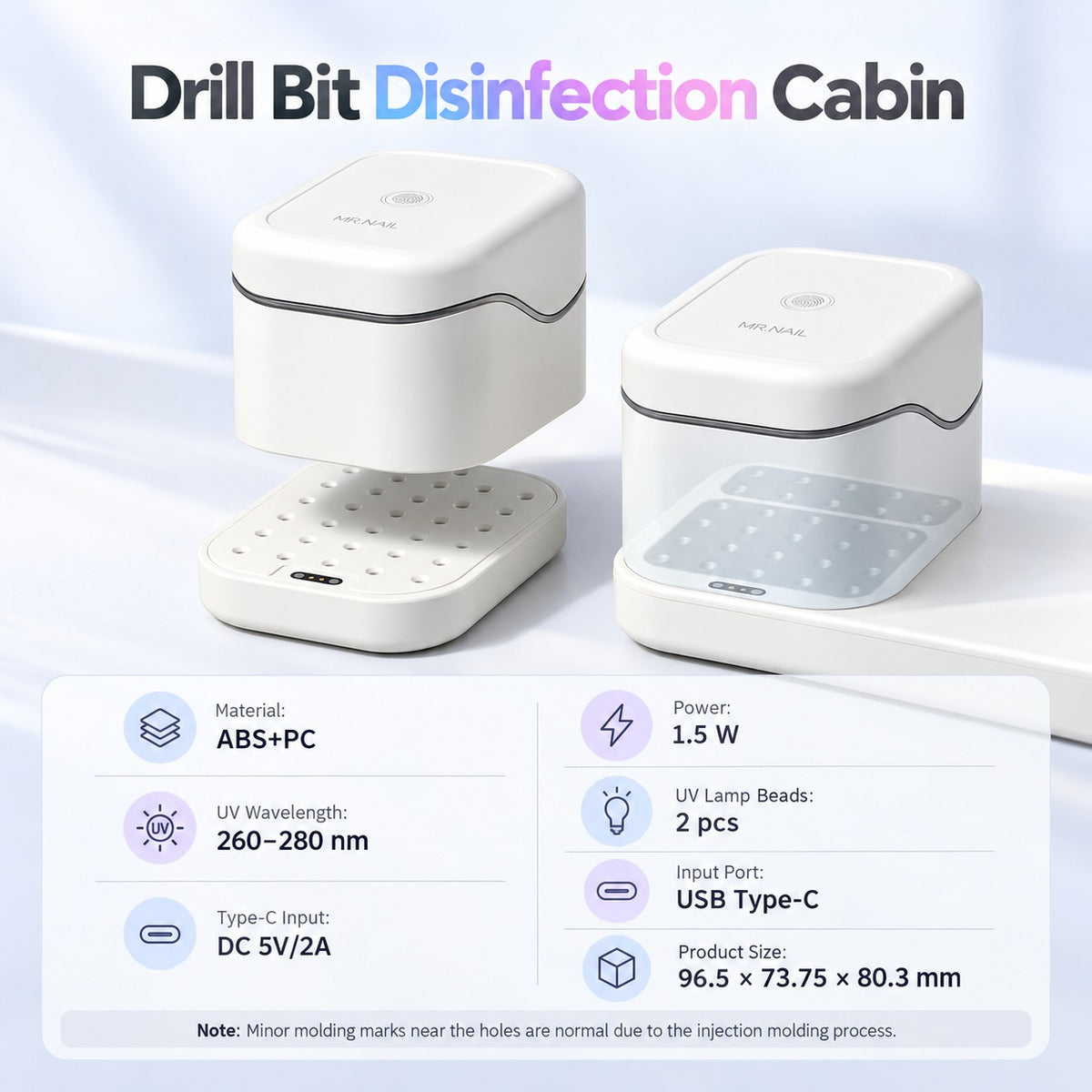Mr Nail 2-in-1 UV Nail Drill Bit Disinfection Chamber & Storage Holder