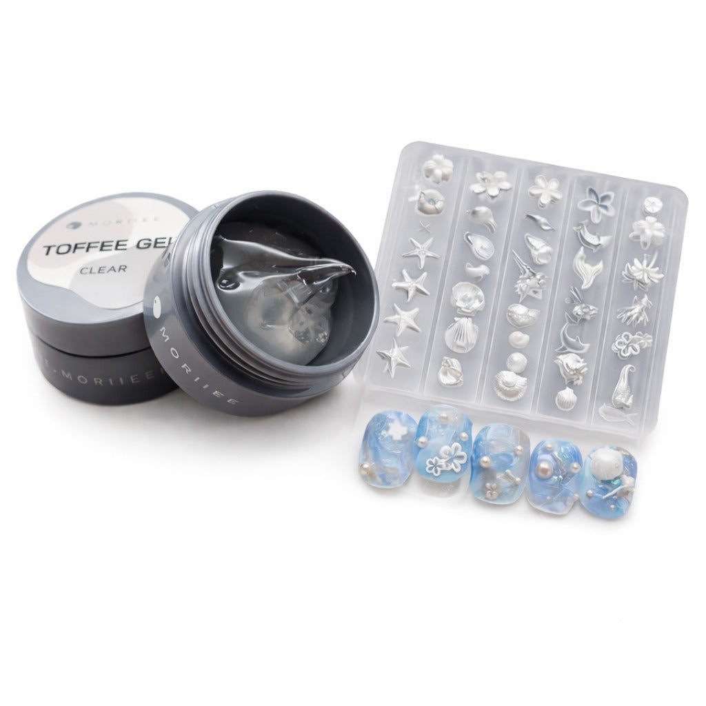 3D Seaside Nail Mould Silicone DIY Shell Conch Starfish Nail Art + Toffee Gel Bundle