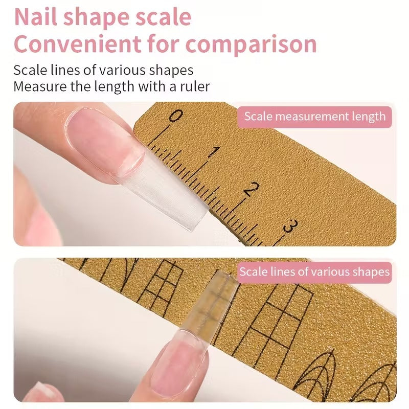 Washable Nail File with Ruler & Shape Guide – Dual Grit 100/180