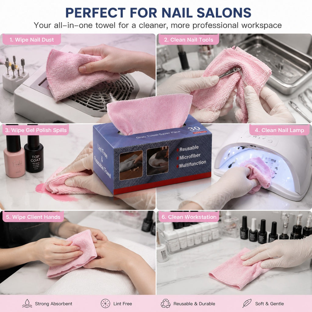 Microfiber Nail Salon Cleaning Towels – Reusable, Soft & Highly Absorbent