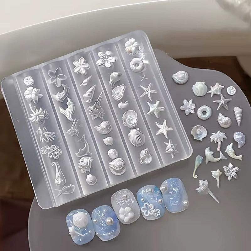 3D Seaside Nail Mould Silicone DIY Shell Conch Starfish Nail Art