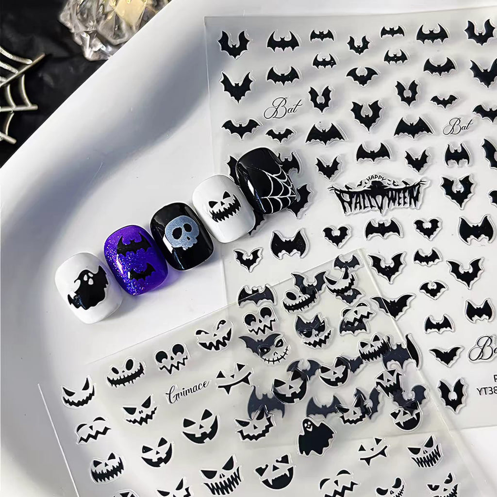 Halloween 3D Nail Art Stickers – Spooky Bats, Pumpkins & Ghosts