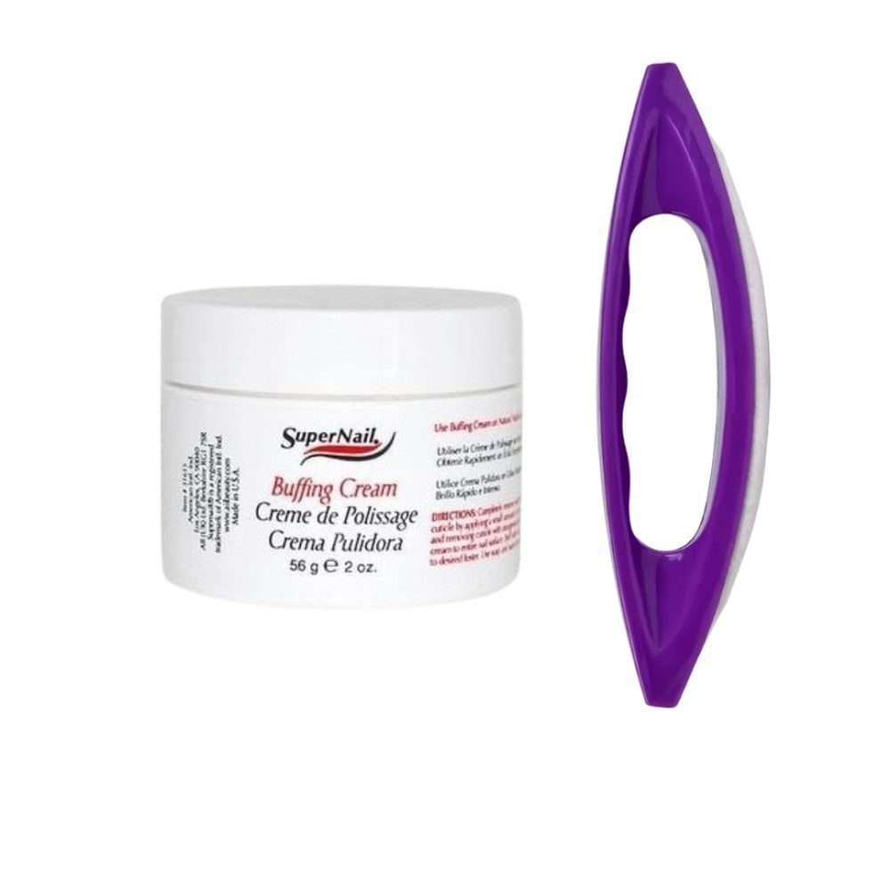 SuperNail Buffing Cream 2oz + Buffing File With Handle Bundle