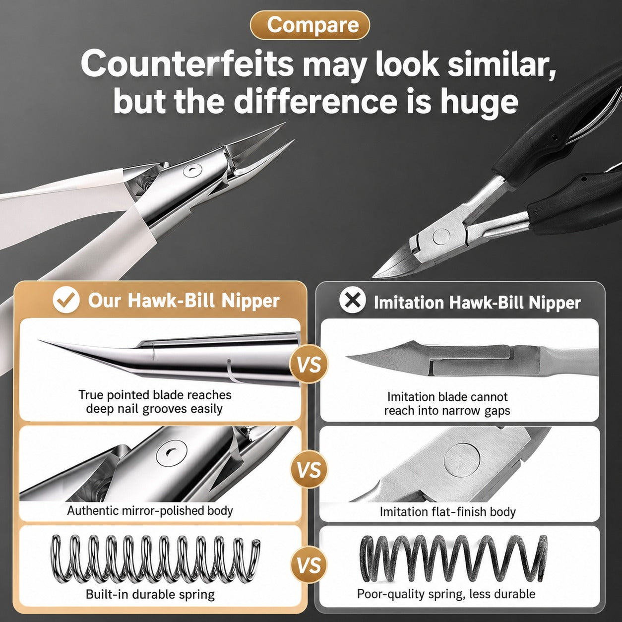 Light Pink Hawk-Bill Nail Nipper for Ingrown Toenails & Cuticle Trimming