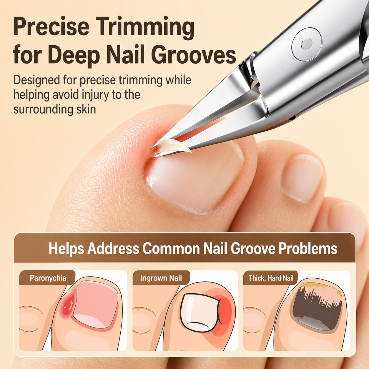 Light Pink Hawk-Bill Nail Nipper for Ingrown Toenails & Cuticle Trimming