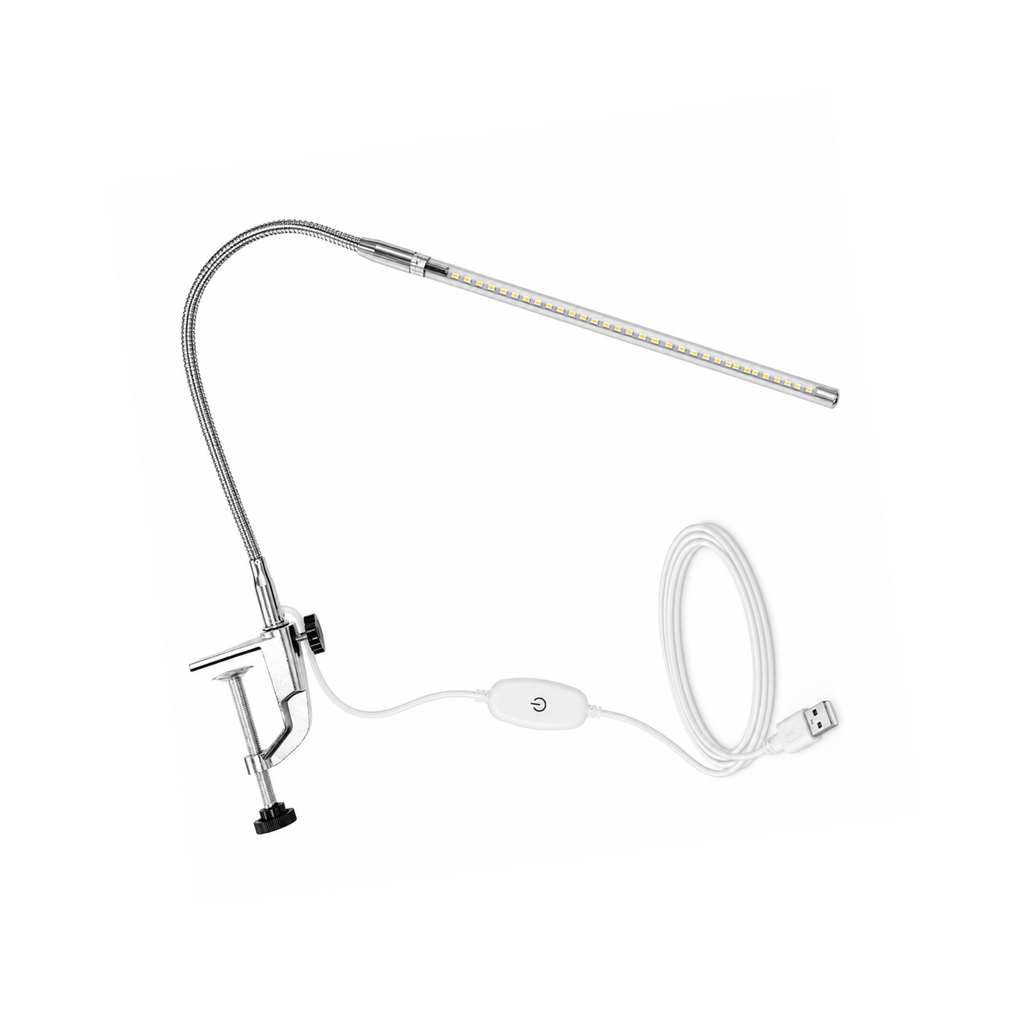 Professional Flexible LED Clamp Table Lamp – USB Powered, 360° Adjustable