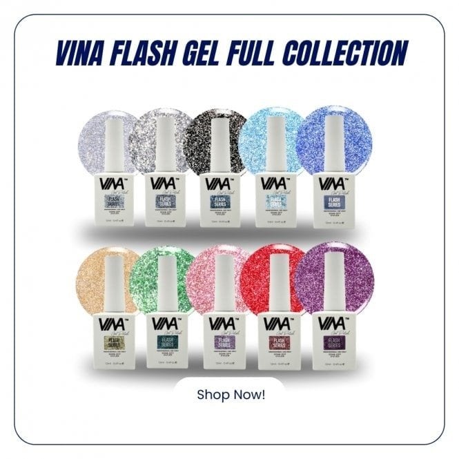 VINA Flash Series Gel Polish Collection Bundle (Free Non-wipe Topcoat + Primer)