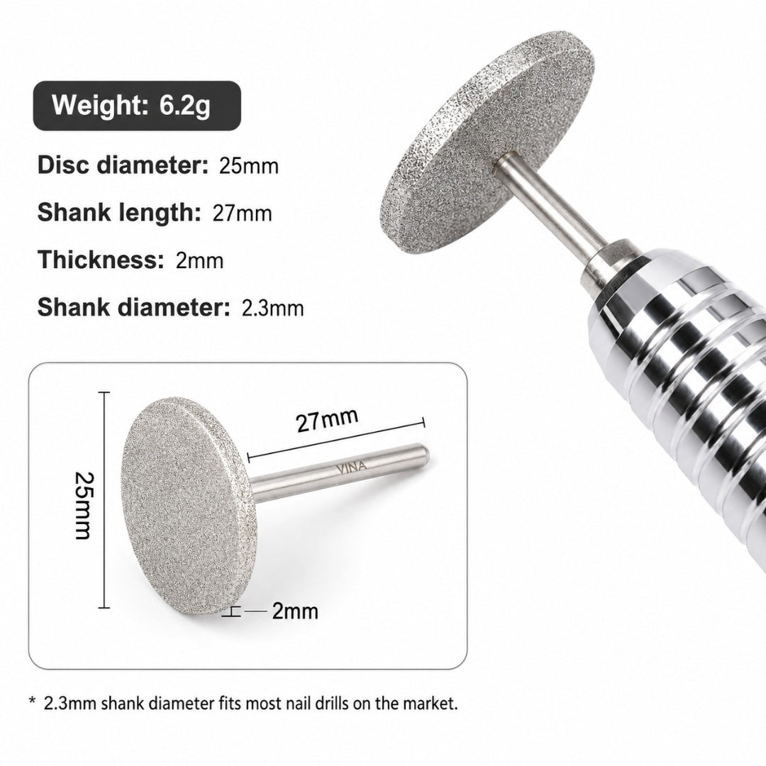 VINA Diamond-Coated Stainless Steel Pedicure Disc Bit
