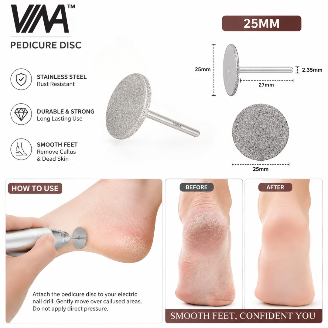 VINA Diamond-Coated Stainless Steel Pedicure Disc Bit
